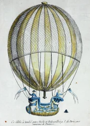 Der Ballon von Jacques Charles (1746-1823) und Nicholas Robert (1761-1828), verwendet bei ihrem Flug vom Jardin des Tuileries, 1. Dezember 1783